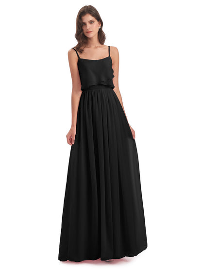 Riley A-line Spaghetti Straps Chiffon Bridesmaid Dresses