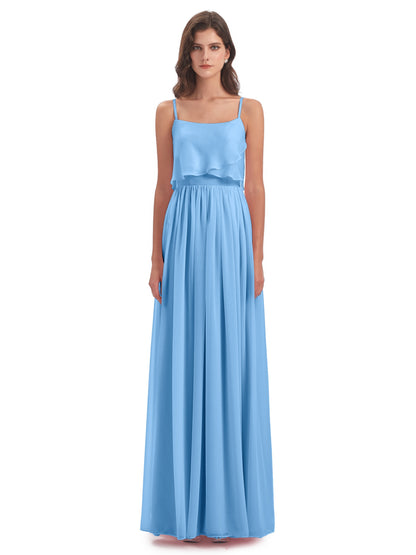 Riley A-line Spaghetti Straps Chiffon Bridesmaid Dresses