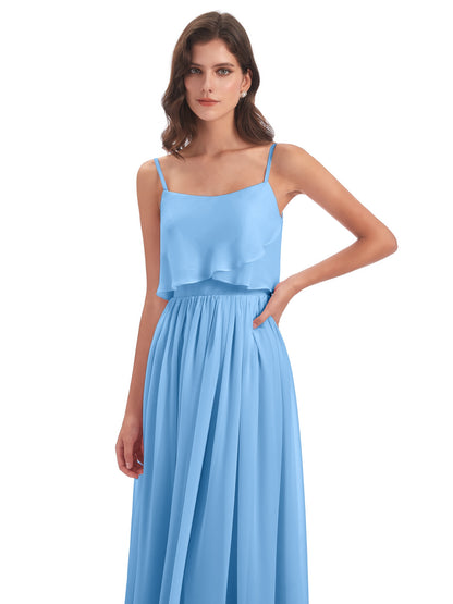 Riley A-line Spaghetti Straps Chiffon Bridesmaid Dresses