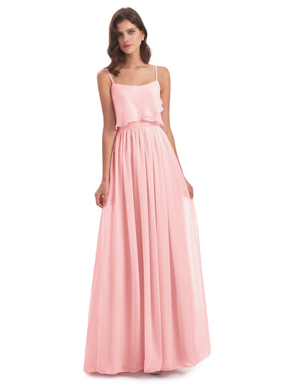 Riley A-line Spaghetti Straps Chiffon Bridesmaid Dresses
