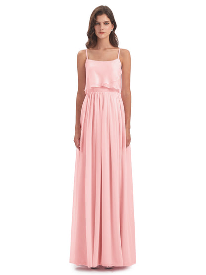 Riley A-line Spaghetti Straps Chiffon Bridesmaid Dresses