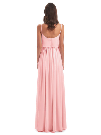 Riley A-line Spaghetti Straps Chiffon Bridesmaid Dresses