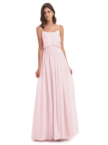 Riley A-line Spaghetti Straps Chiffon Bridesmaid Dresses