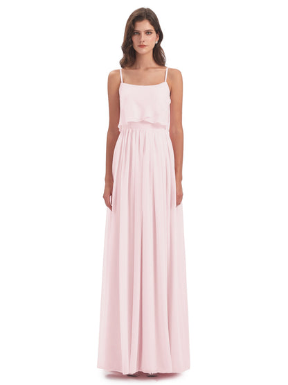 Riley A-line Spaghetti Straps Chiffon Bridesmaid Dresses