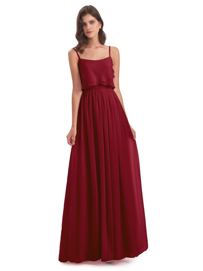 Riley A-line Spaghetti Straps Chiffon Bridesmaid Dresses