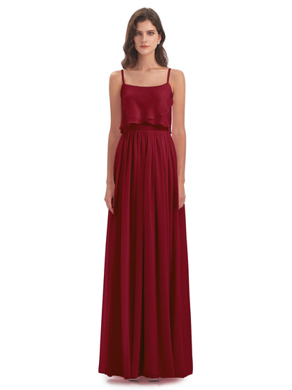 Riley A-line Spaghetti Straps Chiffon Bridesmaid Dresses