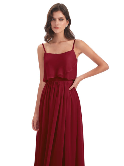 Riley A-line Spaghetti Straps Chiffon Bridesmaid Dresses