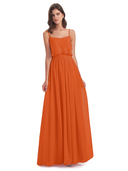 Riley A-line Spaghetti Straps Chiffon Bridesmaid Dresses