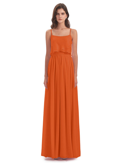 Riley A-line Spaghetti Straps Chiffon Bridesmaid Dresses