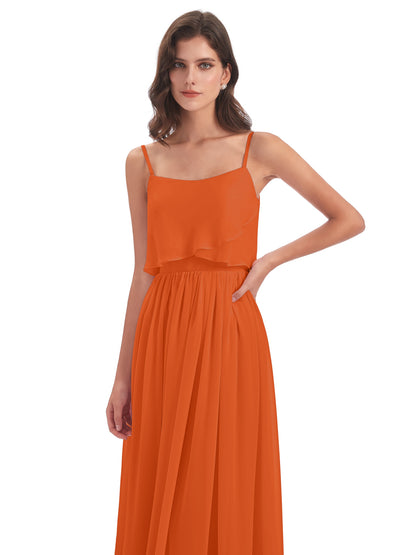 Riley A-line Spaghetti Straps Chiffon Bridesmaid Dresses