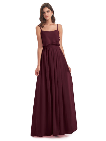 Riley A-line Spaghetti Straps Chiffon Bridesmaid Dresses