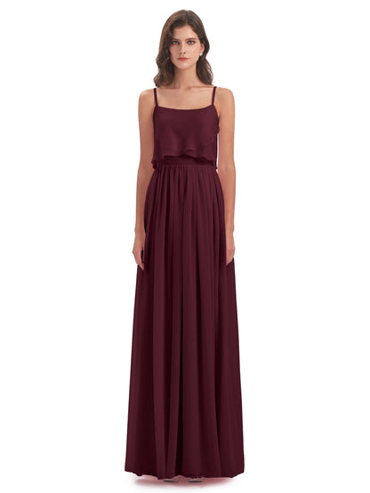 Riley A-line Spaghetti Straps Chiffon Bridesmaid Dresses