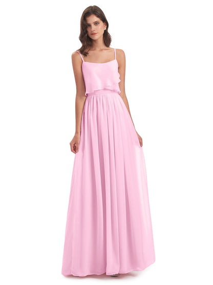 Riley A-line Spaghetti Straps Chiffon Bridesmaid Dresses