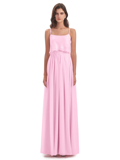 Riley A-line Spaghetti Straps Chiffon Bridesmaid Dresses