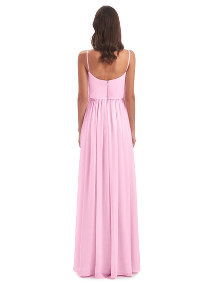 Riley A-line Spaghetti Straps Chiffon Bridesmaid Dresses