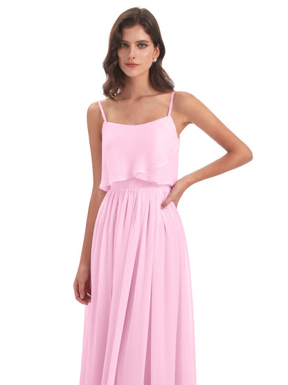 Riley A-line Spaghetti Straps Chiffon Bridesmaid Dresses