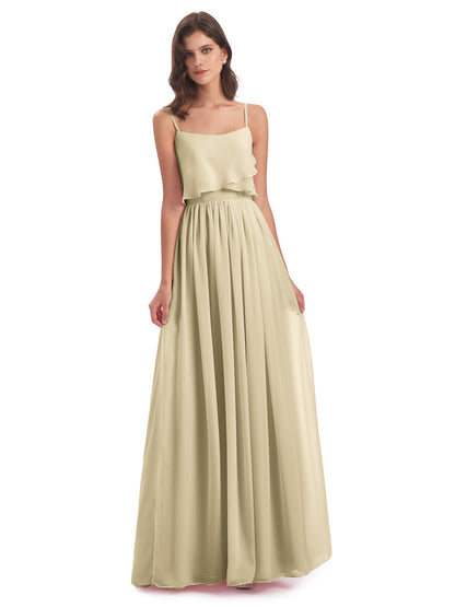 Riley A-line Spaghetti Straps Chiffon Bridesmaid Dresses