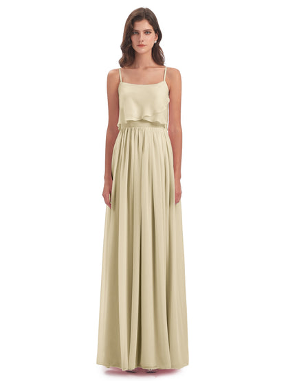 Riley A-line Spaghetti Straps Chiffon Bridesmaid Dresses