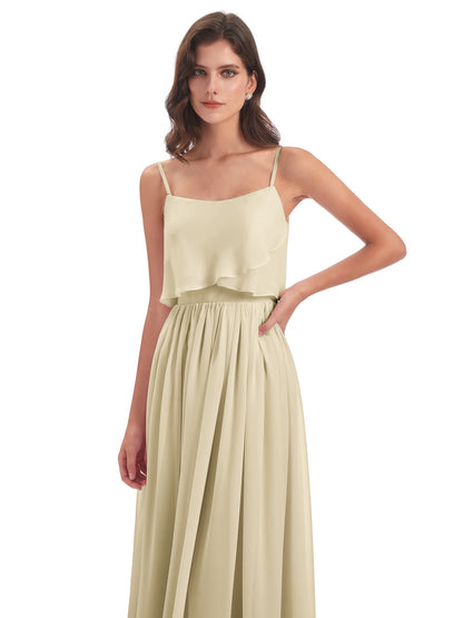 Riley A-line Spaghetti Straps Chiffon Bridesmaid Dresses