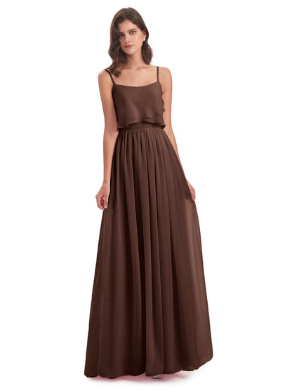 Riley A-line Spaghetti Straps Chiffon Bridesmaid Dresses
