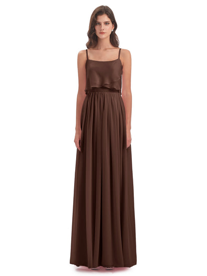 Riley A-line Spaghetti Straps Chiffon Bridesmaid Dresses