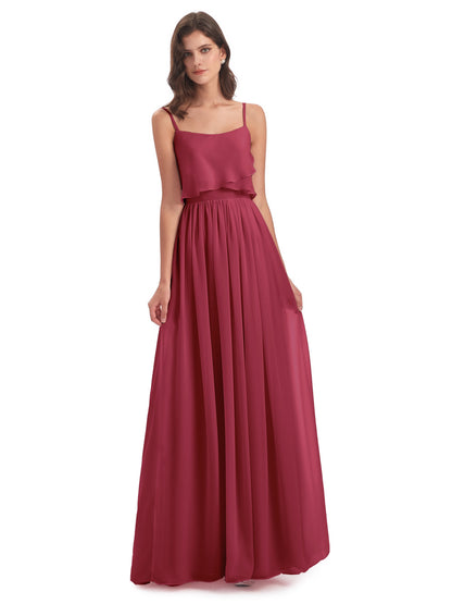 Riley A-line Spaghetti Straps Chiffon Bridesmaid Dresses
