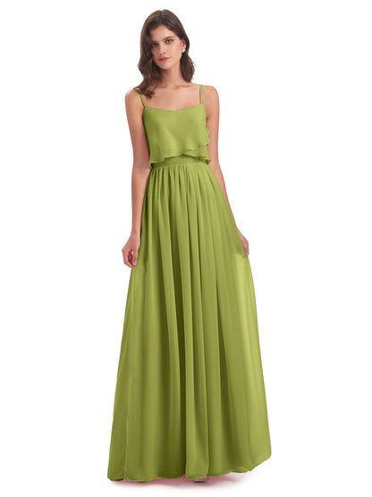 Riley A-line Spaghetti Straps Chiffon Bridesmaid Dresses