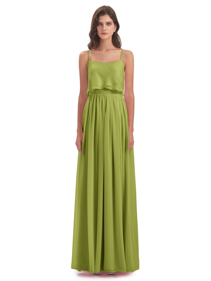 Riley A-line Spaghetti Straps Chiffon Bridesmaid Dresses