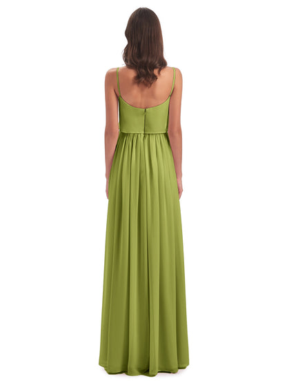Riley A-line Spaghetti Straps Chiffon Bridesmaid Dresses
