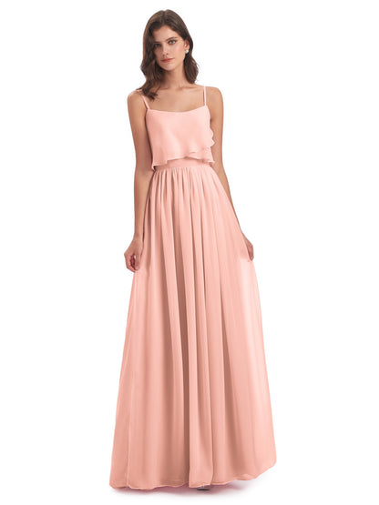 Riley A-line Spaghetti Straps Chiffon Bridesmaid Dresses
