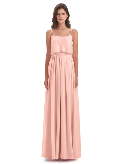 Riley A-line Spaghetti Straps Chiffon Bridesmaid Dresses