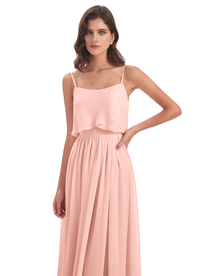 Riley A-line Spaghetti Straps Chiffon Bridesmaid Dresses