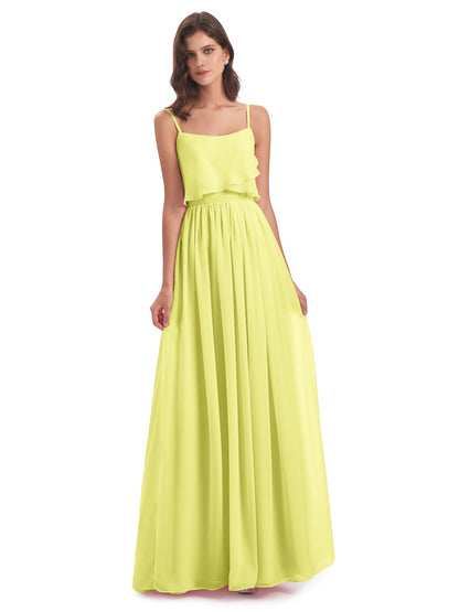Riley A-line Spaghetti Straps Chiffon Bridesmaid Dresses
