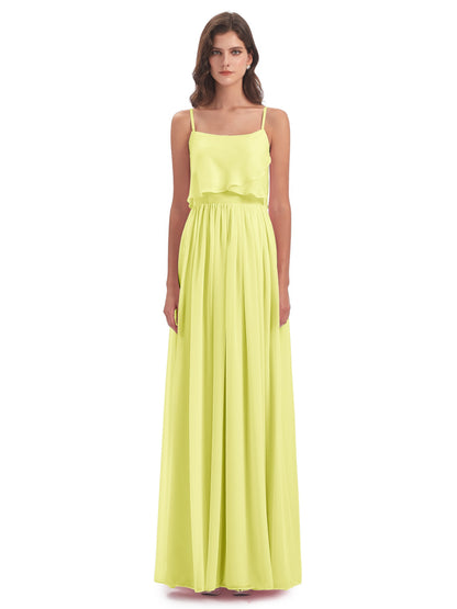 Riley A-line Spaghetti Straps Chiffon Bridesmaid Dresses