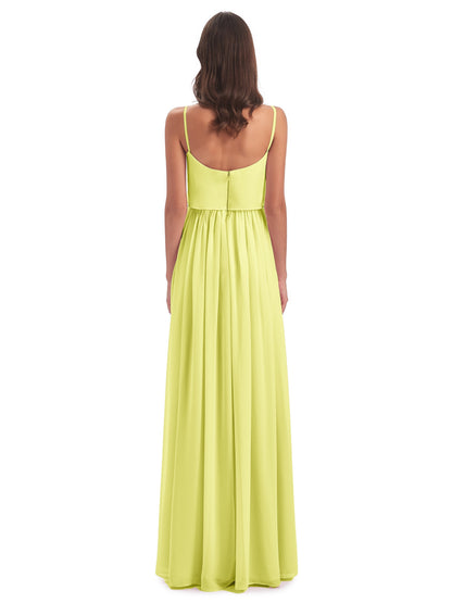 Riley A-line Spaghetti Straps Chiffon Bridesmaid Dresses