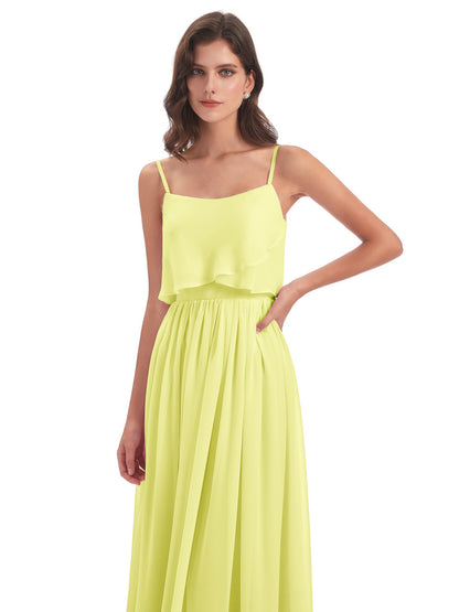 Riley A-line Spaghetti Straps Chiffon Bridesmaid Dresses