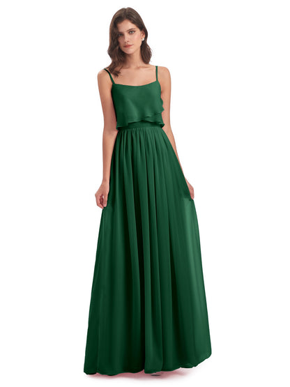 Riley A-line Spaghetti Straps Chiffon Bridesmaid Dresses