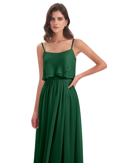 Riley A-line Spaghetti Straps Chiffon Bridesmaid Dresses