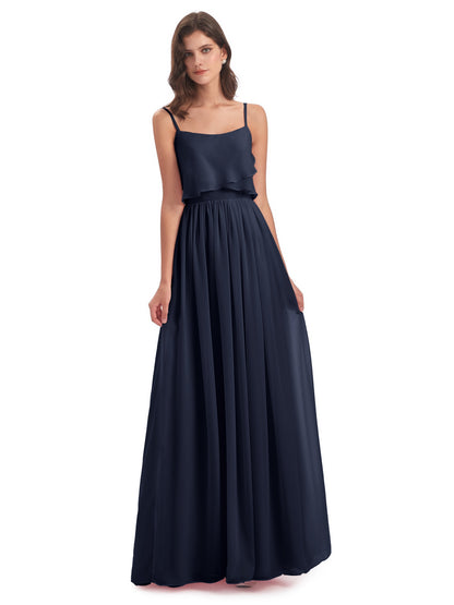 Riley A-line Spaghetti Straps Chiffon Bridesmaid Dresses