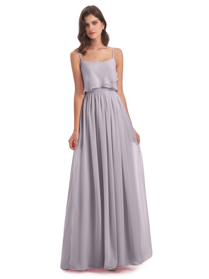 Riley A-line Spaghetti Straps Chiffon Bridesmaid Dresses