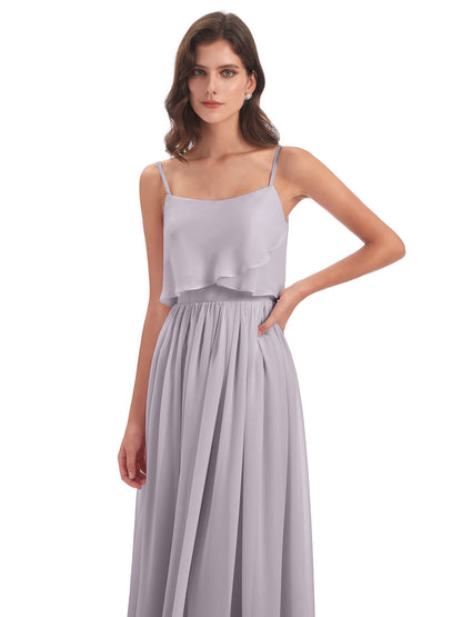 Riley A-line Spaghetti Straps Chiffon Bridesmaid Dresses