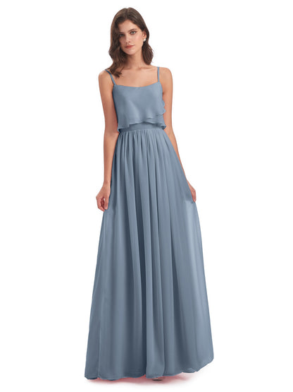 Riley A-line Spaghetti Straps Chiffon Bridesmaid Dresses
