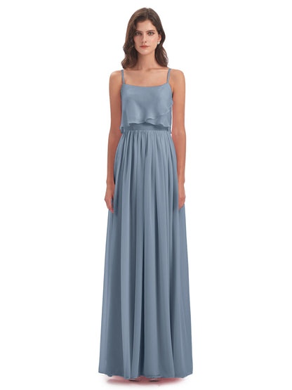 Riley A-line Spaghetti Straps Chiffon Bridesmaid Dresses