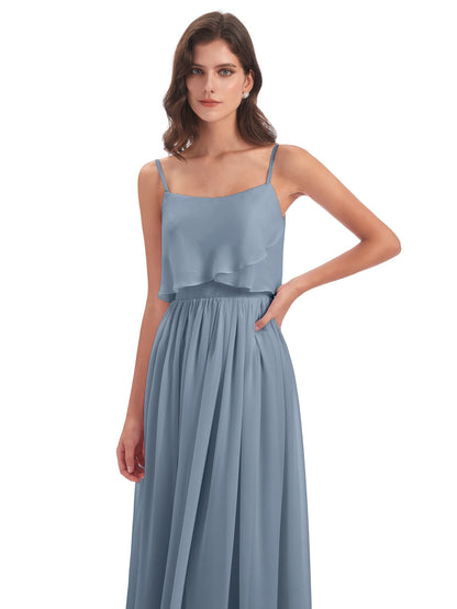Riley A-line Spaghetti Straps Chiffon Bridesmaid Dresses