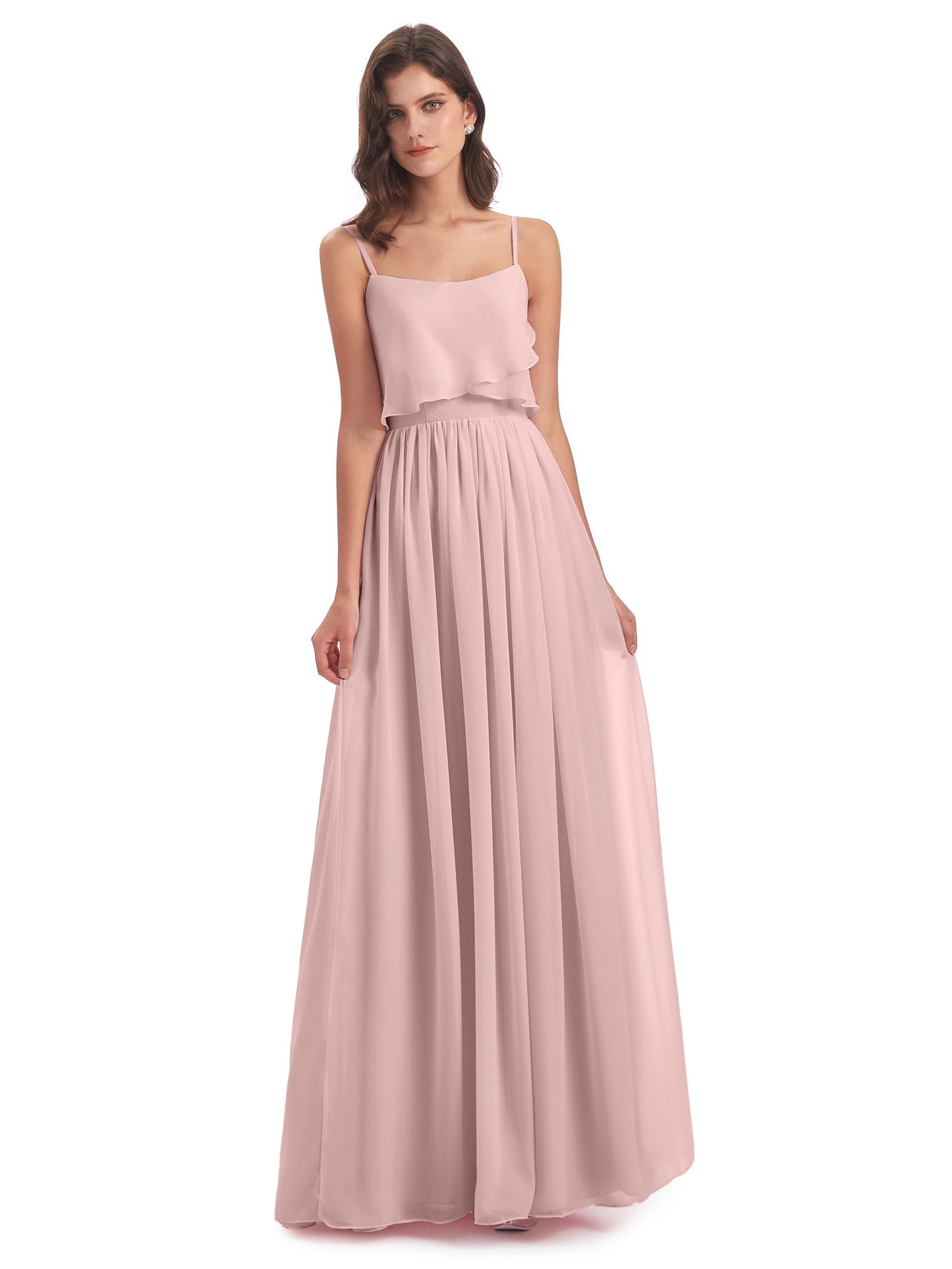 Riley A-line Spaghetti Straps Chiffon Bridesmaid Dresses
