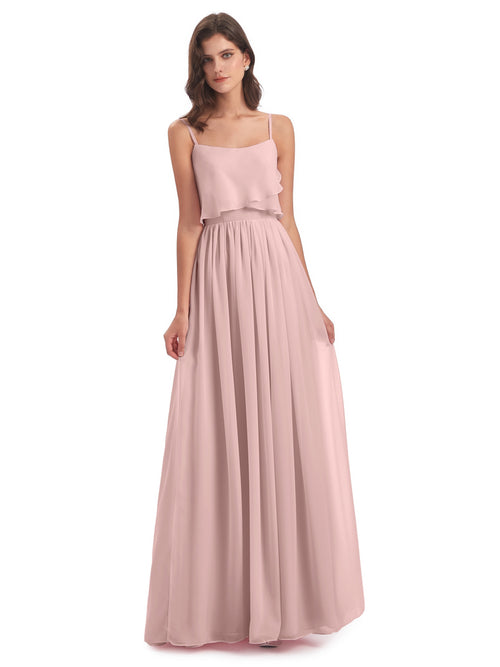 Riley A-line Spaghetti Straps Chiffon Bridesmaid Dresses