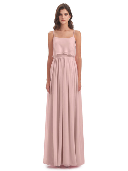 Riley A-line Spaghetti Straps Chiffon Bridesmaid Dresses