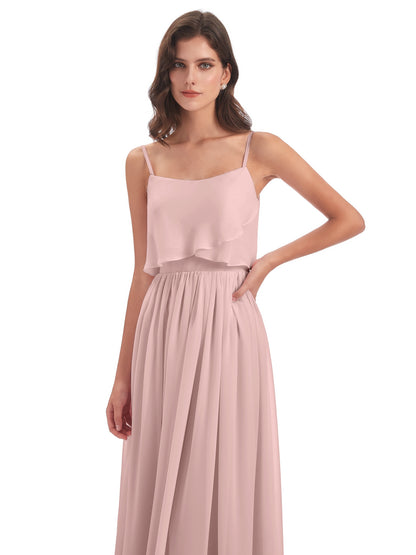 Riley A-line Spaghetti Straps Chiffon Bridesmaid Dresses