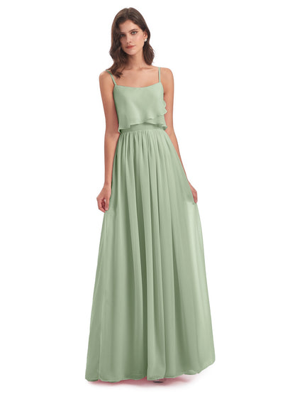 Riley A-line Spaghetti Straps Chiffon Bridesmaid Dresses