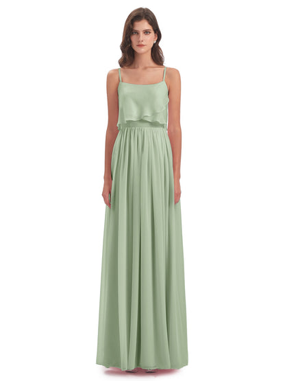 Riley A-line Spaghetti Straps Chiffon Bridesmaid Dresses